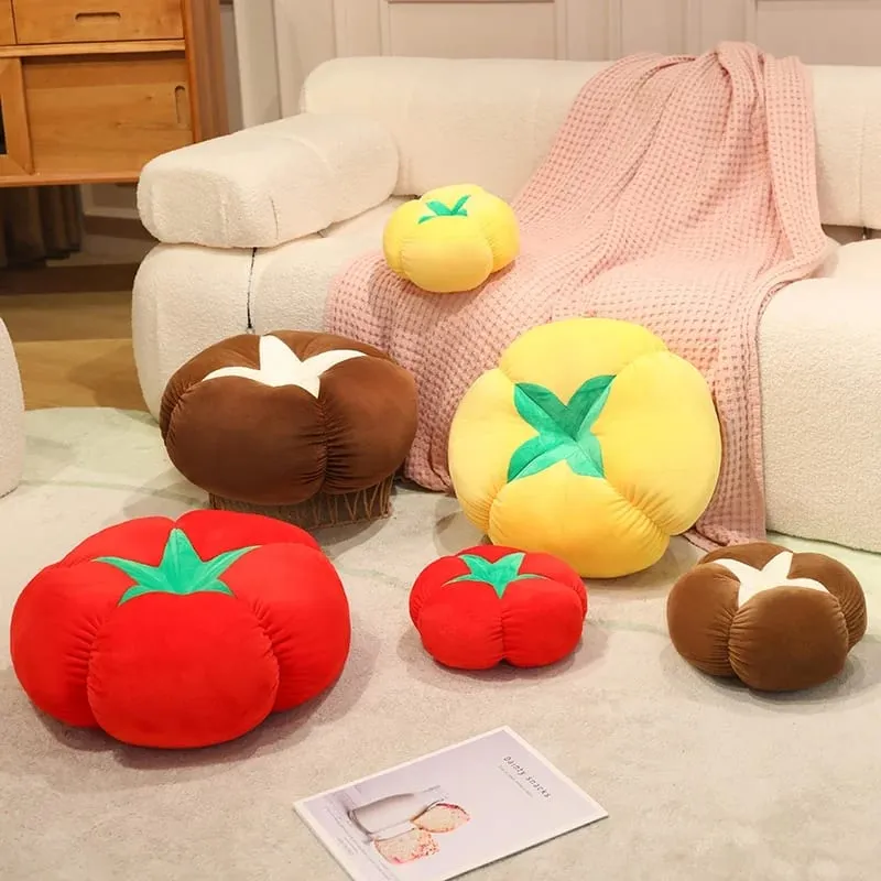 Kawaiiจำลองผักผลไม้Plush Cushion Persimmonเห็ดหอมมะเขือเทศนุ่มตกแต่งหมอนสำหรับห้องนอนโซฟาของขวัญ — image 2
