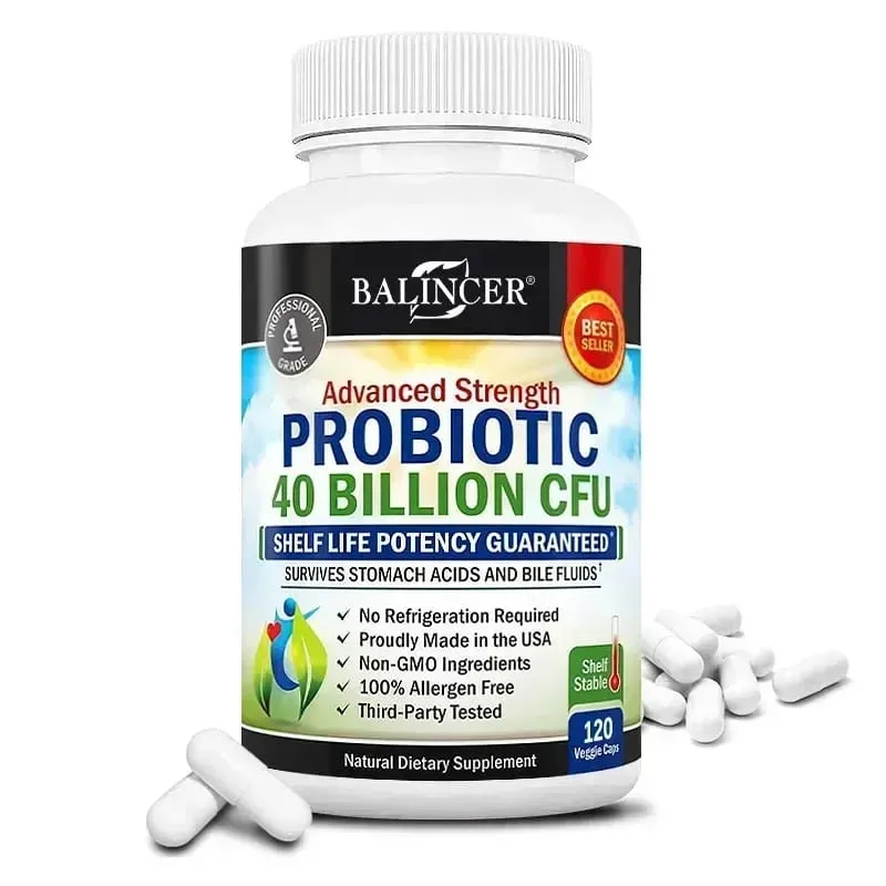 Probiotic Capsules 40 Billion CFU Gut Nutritional Supplement Supports Balanced Intestinal Flora & Digestive Comfort for Adults
