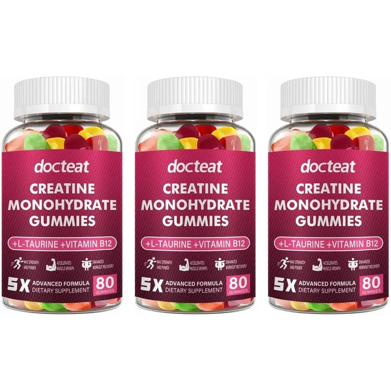 Creatine Monohydrate Gummies with L-Taurine and Vitamin B12 for Supports Training Performance and Daily Energy 80 Gummies