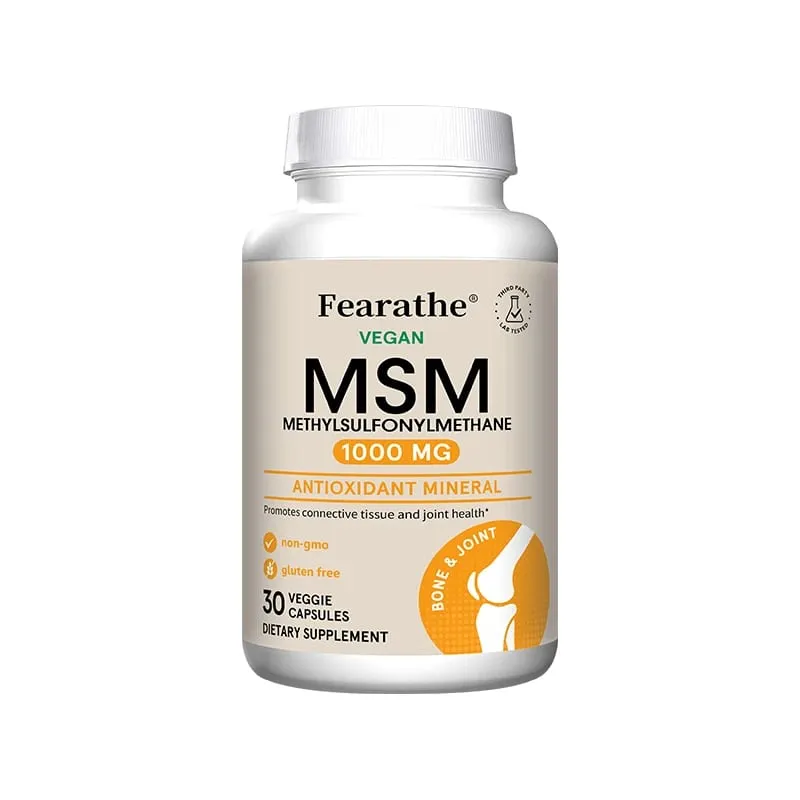 Fearathe Methylsulfonylmethane(MSM)1000 Mg Antioxidant Promotes Joint Health Balanced Calcium Absorption Non-GMO Gluten-free