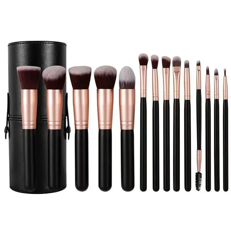 14 PCS Makeup Brush Set With Illuminated Mirror Portable Short Handle LED Light USB Rechargeable Makeup Brushes Kit — image 8