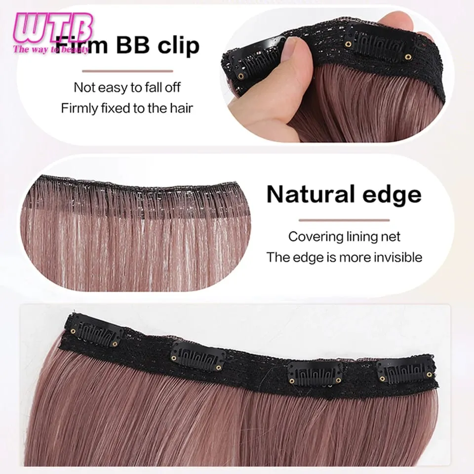 Synthetic Long Straight Clip In One Piece Hair Extension 4 Clips Inner Layer Hidden Hair Color Hair Piece Color Wig