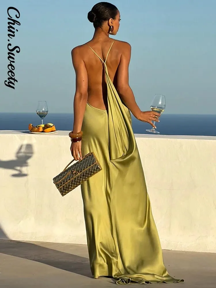 Elegant Solid Women's Dress Side Split Backless V-Neck Hip Package Lady Long Dresses 2026 Summer Autumn Female Party Robe — image 2