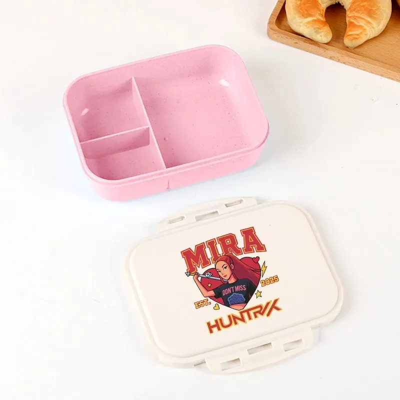 Demon Hunters Lunch Box for Boy Girl Cute Mira Zoey Jinu Portable Plastic Bento Box with Dinnerware Food Fruit Container