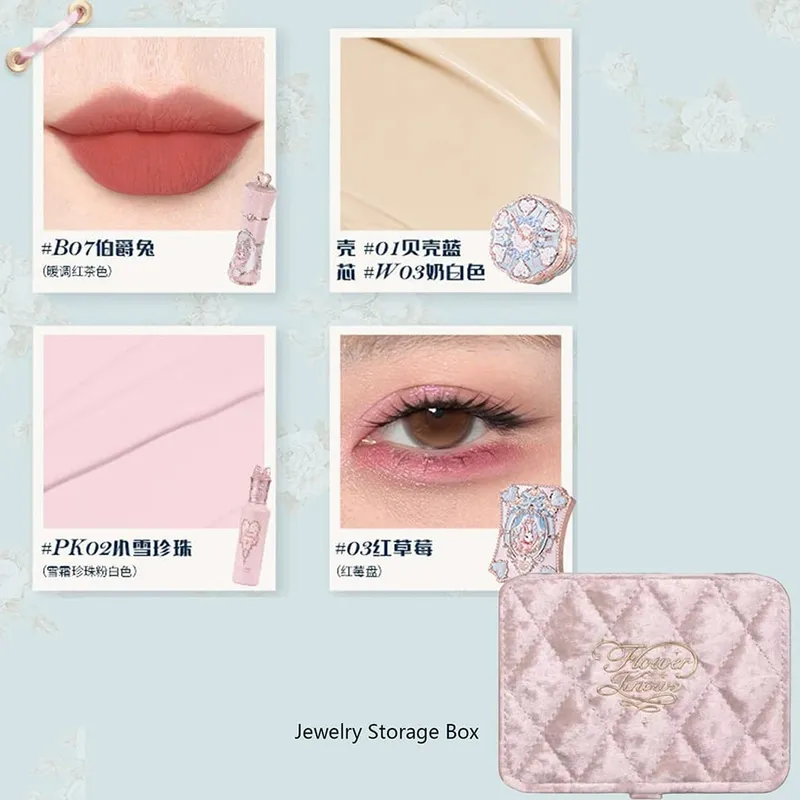 Flower Knows Makeup Profissional Completa Eye Shadow Air Cushion CC Cream Blush Lipstick & Mascara Jewelry Storage Box Gift Set