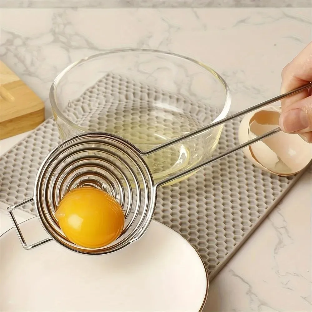 Egg Separator Long Handle Egg White Separator Food Grade Stainless Steel Egg Yolk Divider Filter Kitchen Gadget — image 1