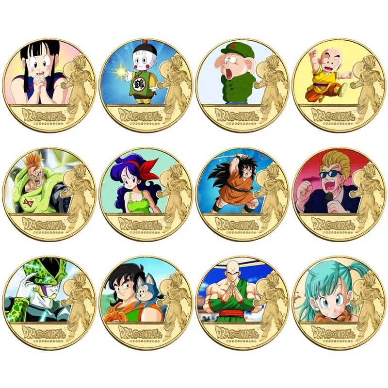 Dragon Ball Banhado A Ouro Moeda de Ouro Son Goku Vegeta Moedas Comemorativas Crianças Clássico Anime Periféricos Coleção Brinquedo Lembrança