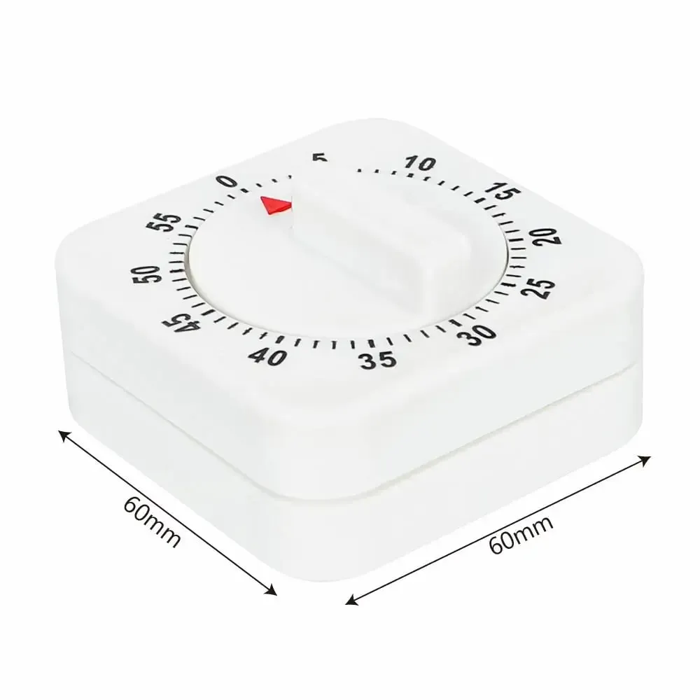 Practical 60 Minutes Kitchen Timer Cooking Tools White Square Mechanical Timer Countdown Alarm Reminder