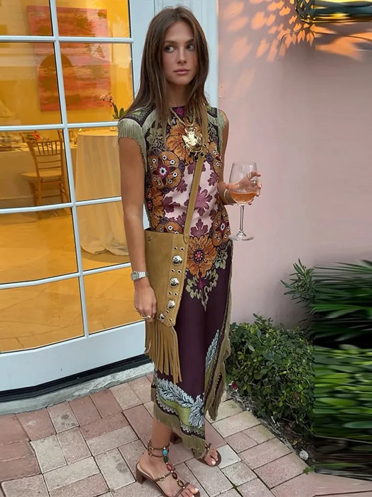 Elegante Gedruckt frauen Quaste Kleid Mit Fransen Ärmellose Dünne Unregelmäßige Party Abendkleider 2026 Frühling Sommer Dame Vestidos — image 4