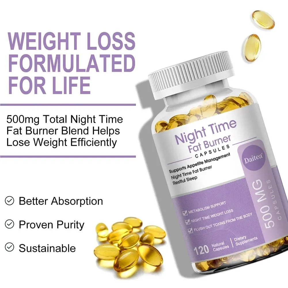 Nighttime Fat Burner Sleep Supplement and Appetite Suppressant for Men and Women - Metabolism Detoxification