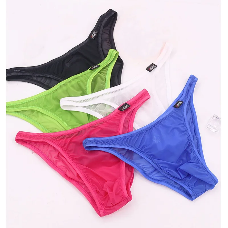Men's Underwear Sexy Low-Waisted Ice Silk Ultra-Thin Silky Japanese Small Triangle Pants One-Piece