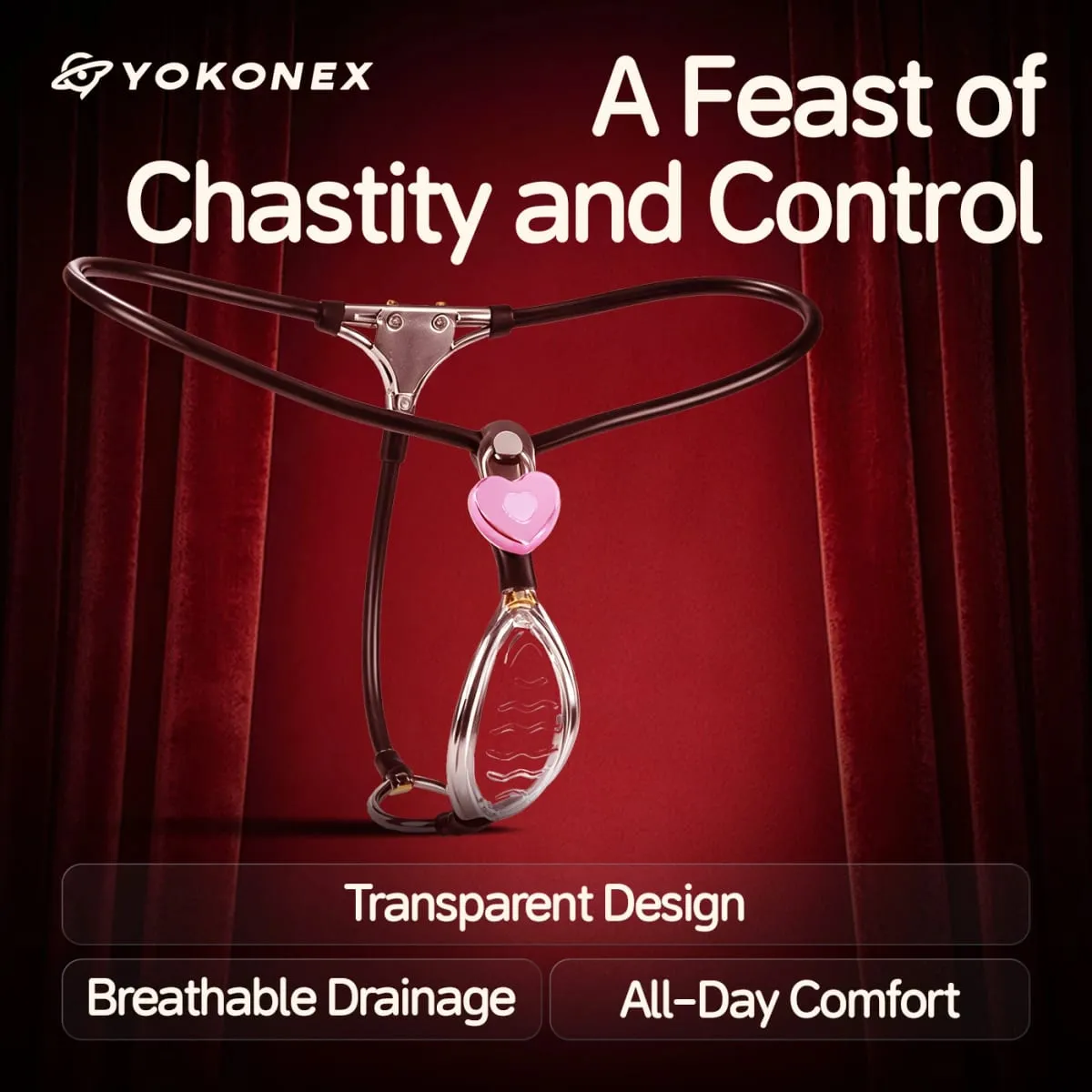 YoKoNex ceinture de chasteté féminine transparente culotte légère noir empereur ceinture de chasteté serrure fétiche jouets sexuels pour adultes