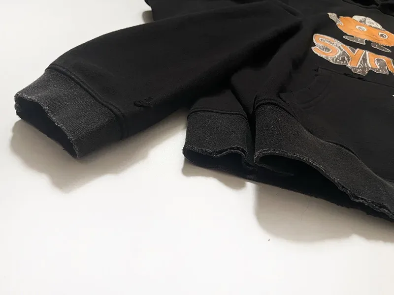 Nouveau surdimensionné PALY sweat à capuche pour homme femme lavé noir endommagé meilleure qualité décontracté Vintage Cardigan Zip sweats