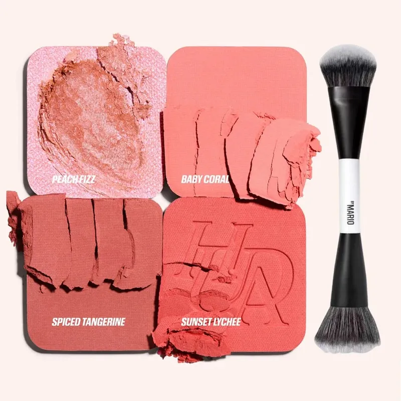 4-in-1 Glow Blush and Brush Set Filter Flush Eye Check Blush Palette Matte Shimmer Face Makeup Long Lasting Women Daily Cosmetic