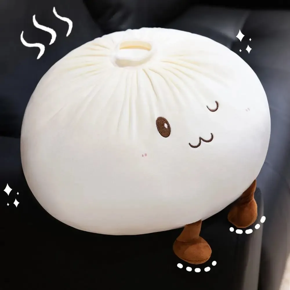 Super Soft Plush Material Steamed Bun Plush Pillow Fluffy Comfortable PP Cotton Filled Dumpling Plush Toy Stress Relief