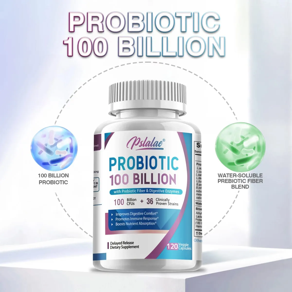 Probiotics 100 Billion - Help with Intestinal Health Nutrient Digestion Weight Management Bloating Relief Calorie Control — image 3