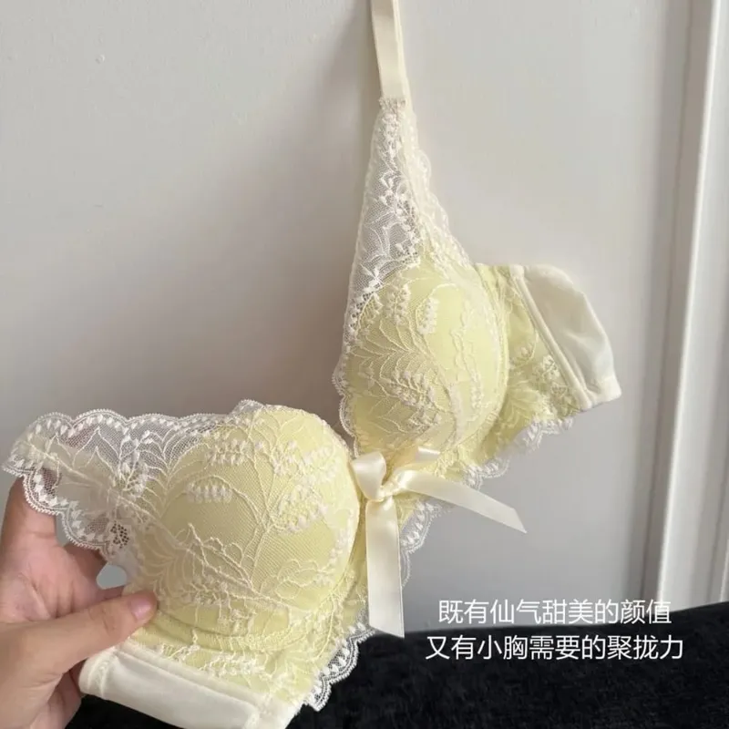 뜨거운 새로운 무선 푸시 업 브래지어 세트 여성 작은 가슴 수집 측면 지원 안티 처짐 섹시한 소프트 데일리웨어 란제리 32-38ABC — image 12