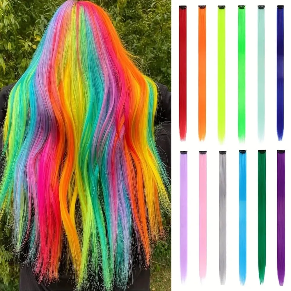 12Pcs Clip In Hair Extensions 22 Inch Synthetic Color Extensions Women's Exclusive Long Straight Style Multiple Colors Available — image 19