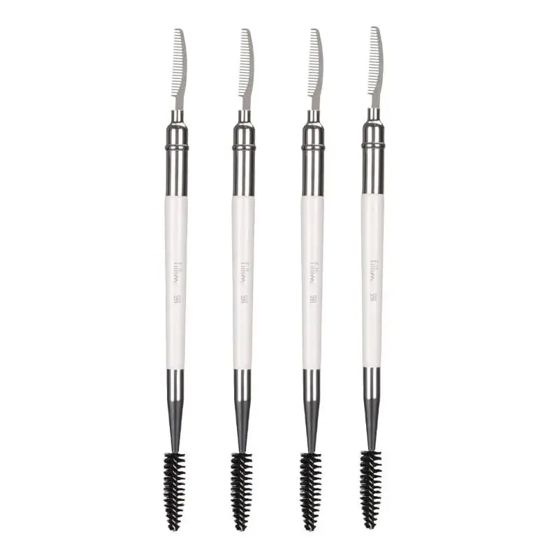 1pc Dual ended Brow Comb Makeup brush Eyebrow Make up brushes stainless steel Eye Lashes roller Eyelashes white Beauty tool 591