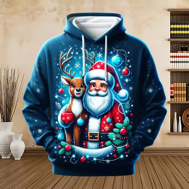 2025 Merry Christmas Graphic Sweatshirts Tree Pullover Hoodies for Men Clothes Santa Claus Hoody Snowman Sweatshirts Unisex Top — image 9
