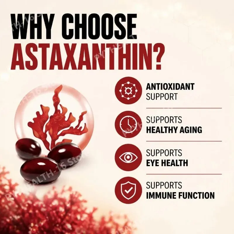 Astaxanthin Softgels 12 Mg From Microalgae Triple Strength Antioxidant Support for Skin Aging Eye Health 120 Softgels