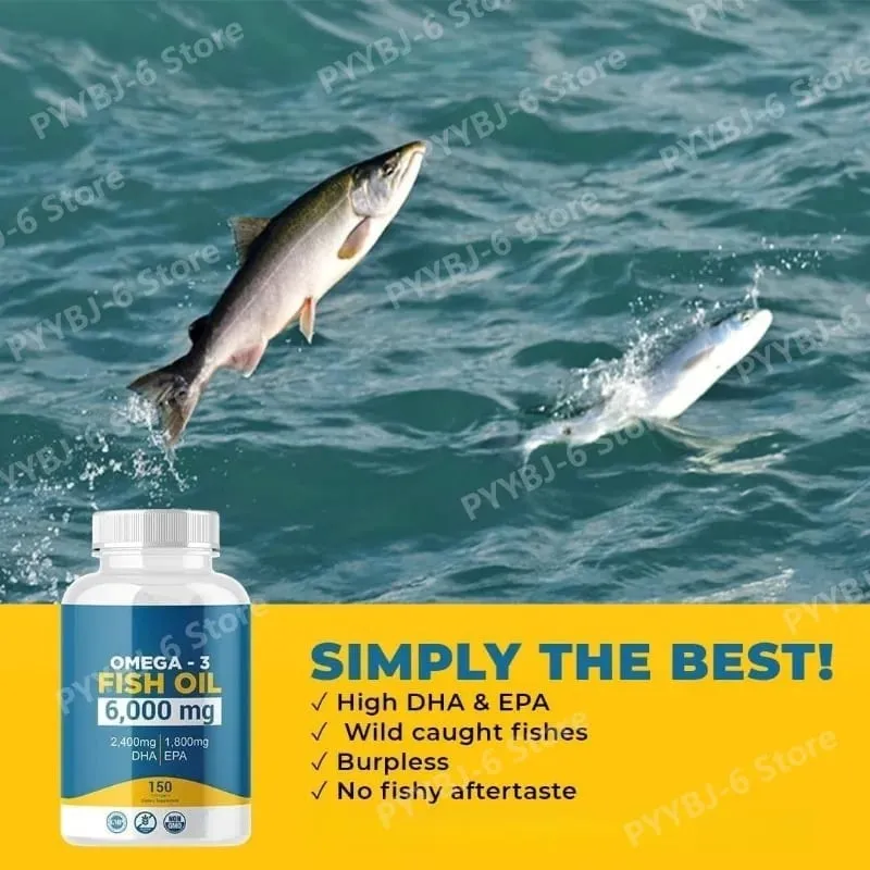 Omega 3 Balık Yağı Softgelleri Yüksek Etkili EPA DHA Yetişkinler için Günlük Takviye Eklem Bağışıklık Sağlığını Destekler 150 Softgel GDO'suz