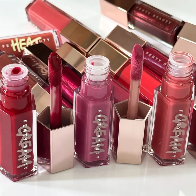 Hot Fenty Beauty Lip Gloss Lipstick Water Gloss Highlight Mirror Lasting FUSSY HEAT RIRI Sparkling Charming Moisturize Lip Care