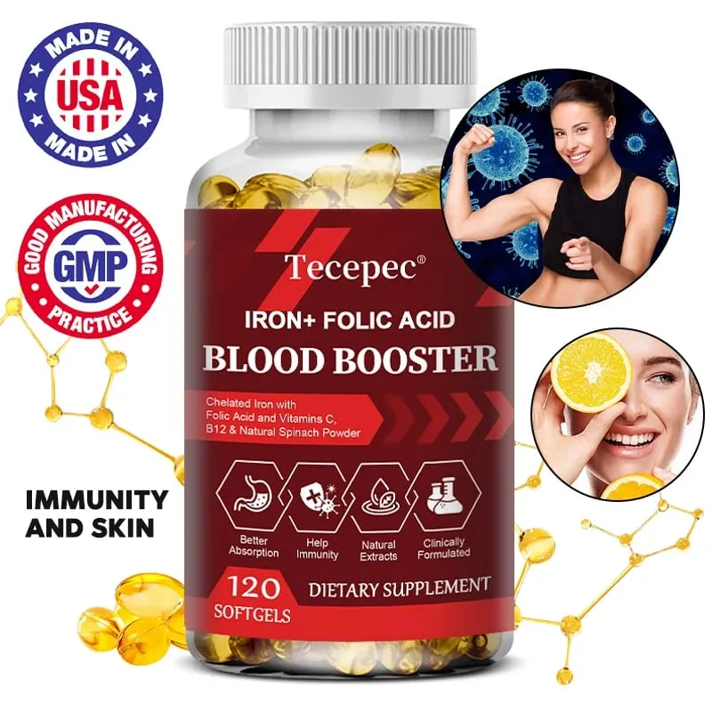 Iron + Folic Acid Supplement with Vitamin C B12 & Zinc Blood Strengthener Circulation Support Immune Support — image 1