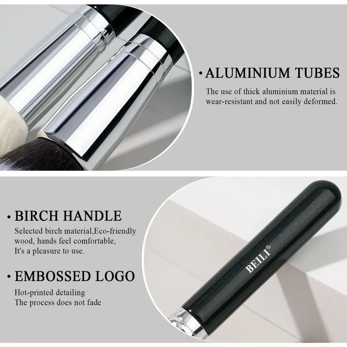 Black Professional Makeup Brush Set Natural Goat Hair Foundation Contour Eyeshadow Beauty Tools for Perfect Application — image 3
