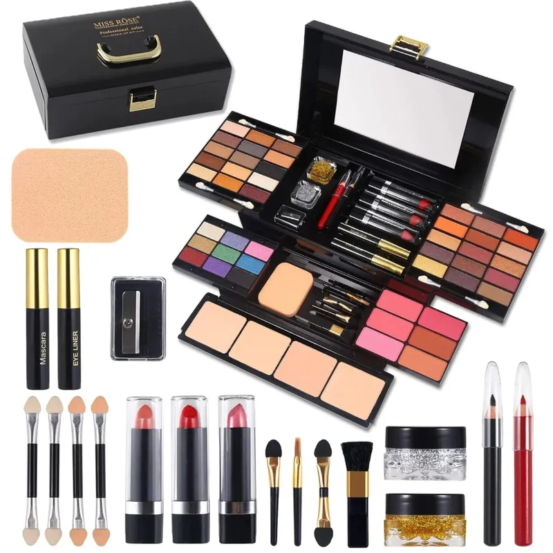 All‑in‑One Makeup Palette Pigmented Matte Shimmer Eyeshadow Blush Contour Kit Full Cosmetic Set for Beginners & Makeup Artists