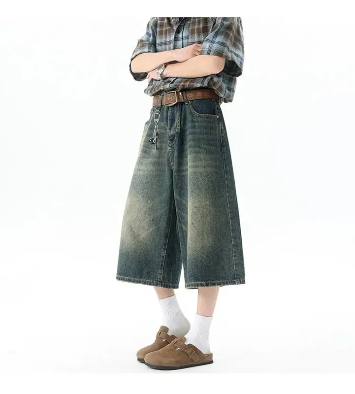 Több zsebes Cargo Nadrág Nyári Rövid Farmer Lakónadrág Hip Hop Utcai Ruházat Tágas farmer rövidnadrág Alkalmi széles szárú Capris nadrág 5XL-M — image 8