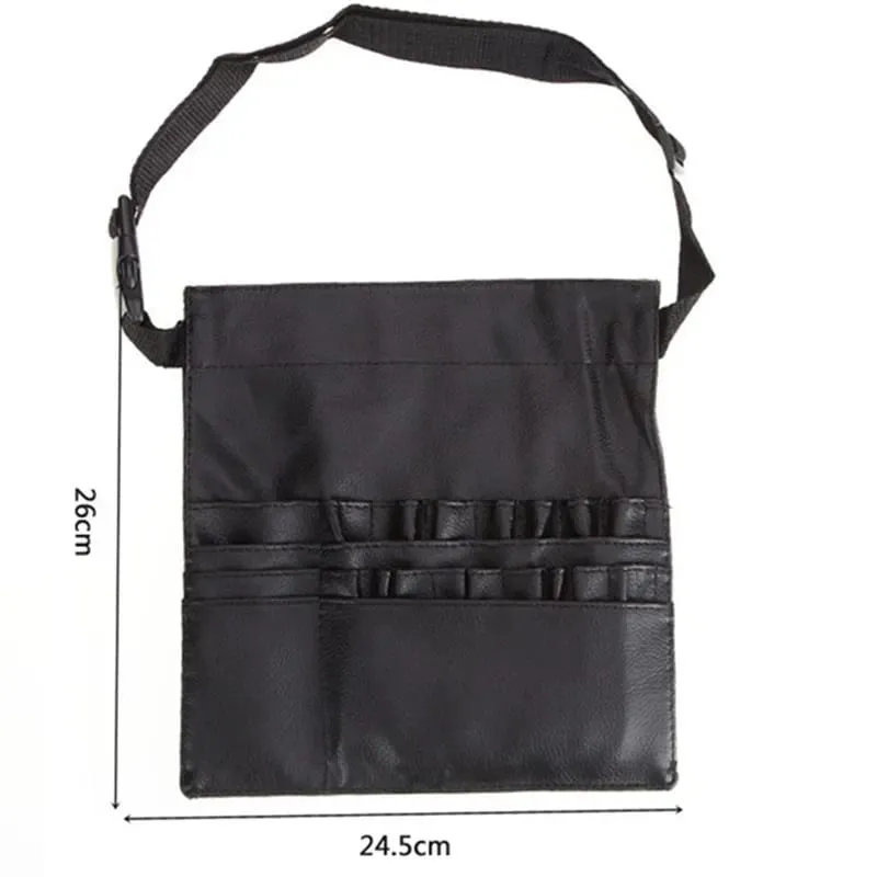 Multi-function Professional Makeup Brush Bag With Belt PU Leather Cosmetic Bag Waist Bag For Makeup Artist Large Capacity 20#47