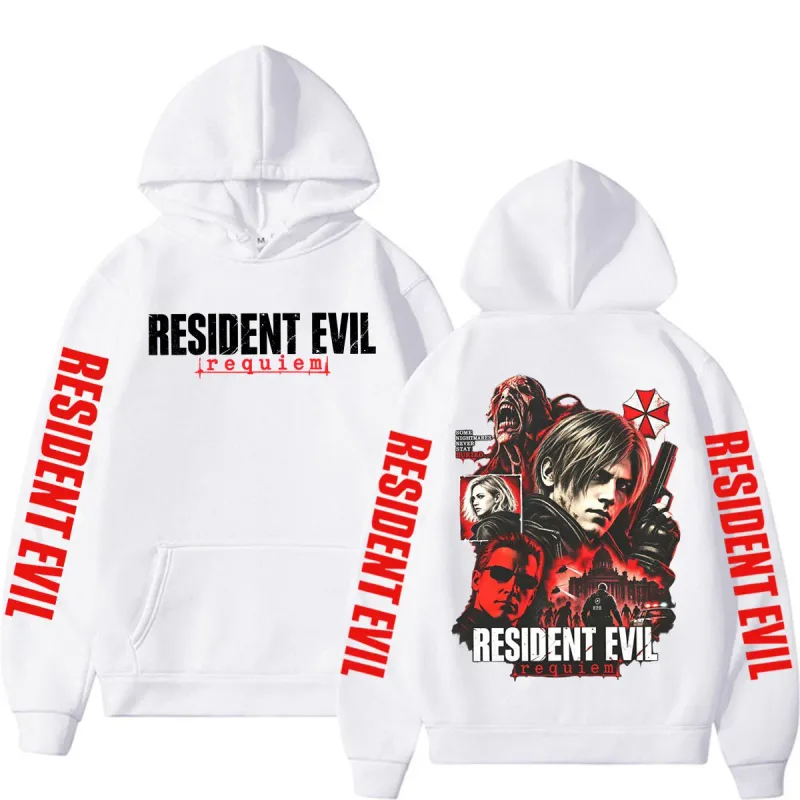 Leon Kennedy 生化危機安魂曲商品運動衫男士女士休閒高品質抓絨連帽衫原宿經典哥德連帽衫 — image 7