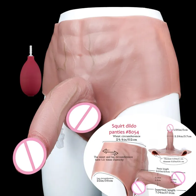 Black Nude Strapon Big Realistic Ejaculation Dildo Silicone Squirting Panties With Simulated Solid Penis Sex Toy For Women — image 48