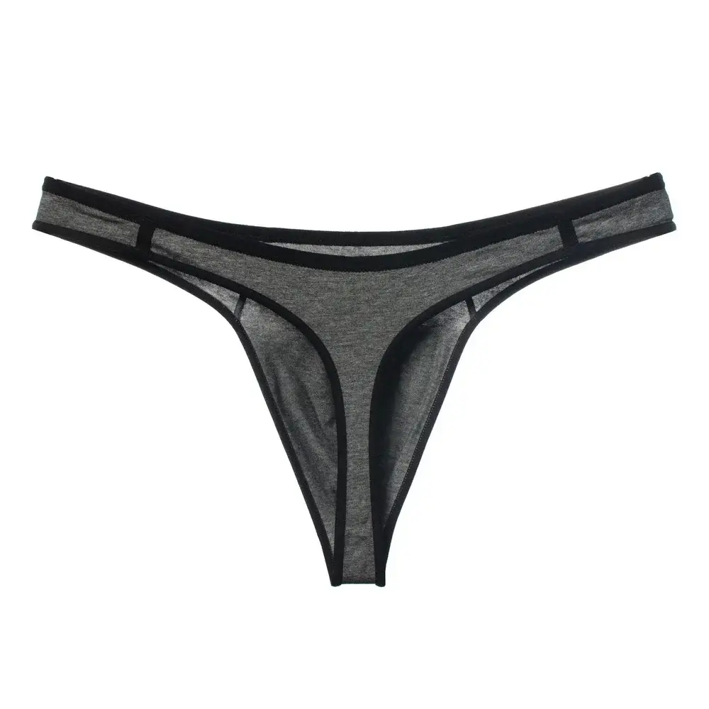 Men Underwear G String Cotton Thong Solid Color Soft Low Rise Male Bikini Briefs Comfy Penis Pouch Underpants Plus Size — image 2