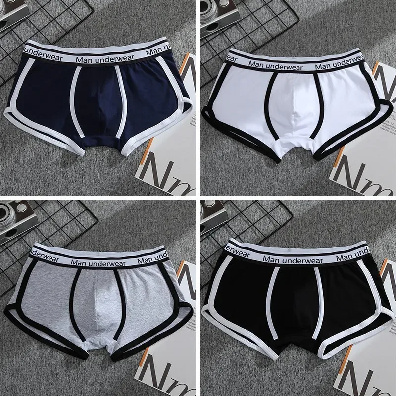 1/4pcs Men Underwear Boxers Cotton Panties Breathable Solid Boxershorts Male Mid Waist Underpants Trend Man Shorts Homme Shorts — image 24