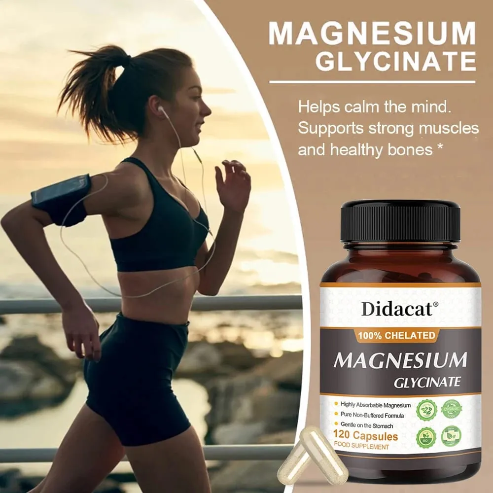 Magnesium Glycine 500mg - Supports Muscle Function Improves Sleep Quality Supports Cardiovascular and Metabolic Health