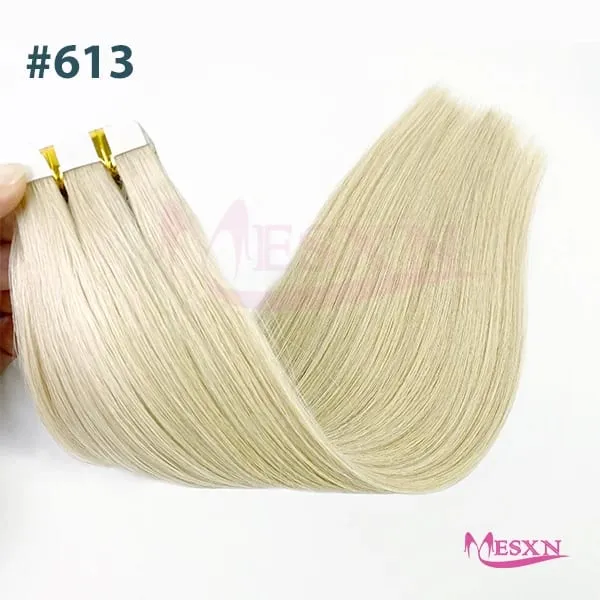 High Quality Straight Tape In Human Hair Extensions 100% Natural Hair Extension Brown Blonde Invisible 613 For Salon