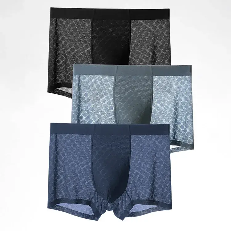 Ice Silk Underwear Men's Boxer Briefs Summer Thin Breathable Boxer Briefs Seamless Boxer Briefs Boys Shorts — image 11
