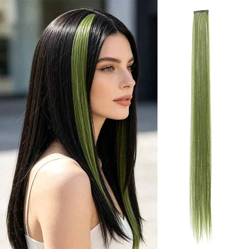 BB Clip in Synthetic Hair Extensions with Laser Silver Threads Colorful Shiny Hair Pieces for Party Daily Use No Damage
