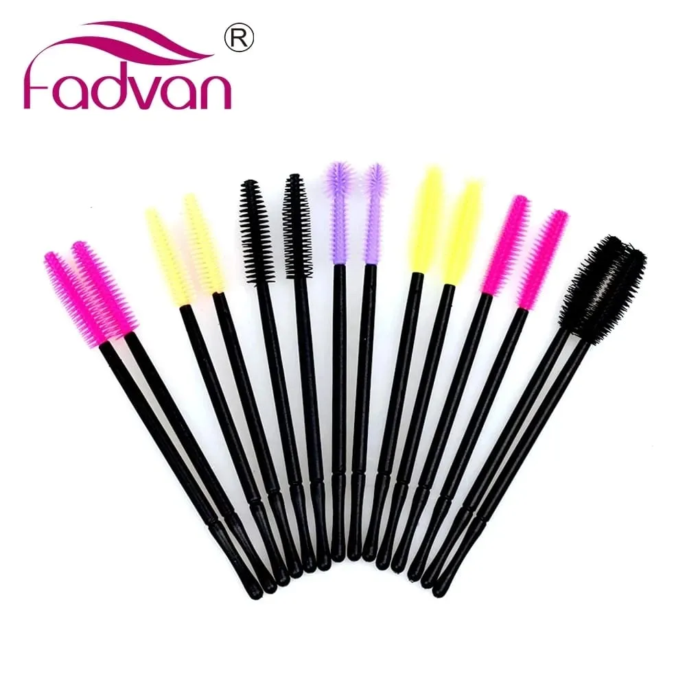 Fadvan 50Pcs/Pack Silicone Brushes Disposable Eyelash Tool Comb Mascara Wands Makeup Brushes Individual Applicator Kit for Eye — image 1