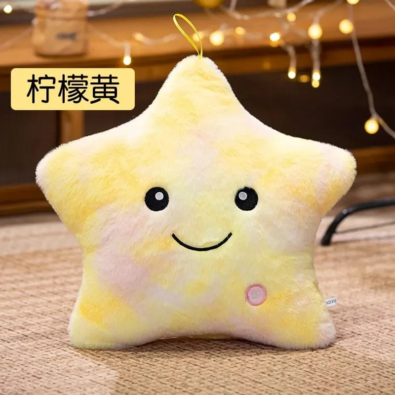 24*22CM Luminous Five-pointed Star Plush Toys Glowing Star Stuffed Soft Doll Pillow Nice Halloween Xmas Gifts