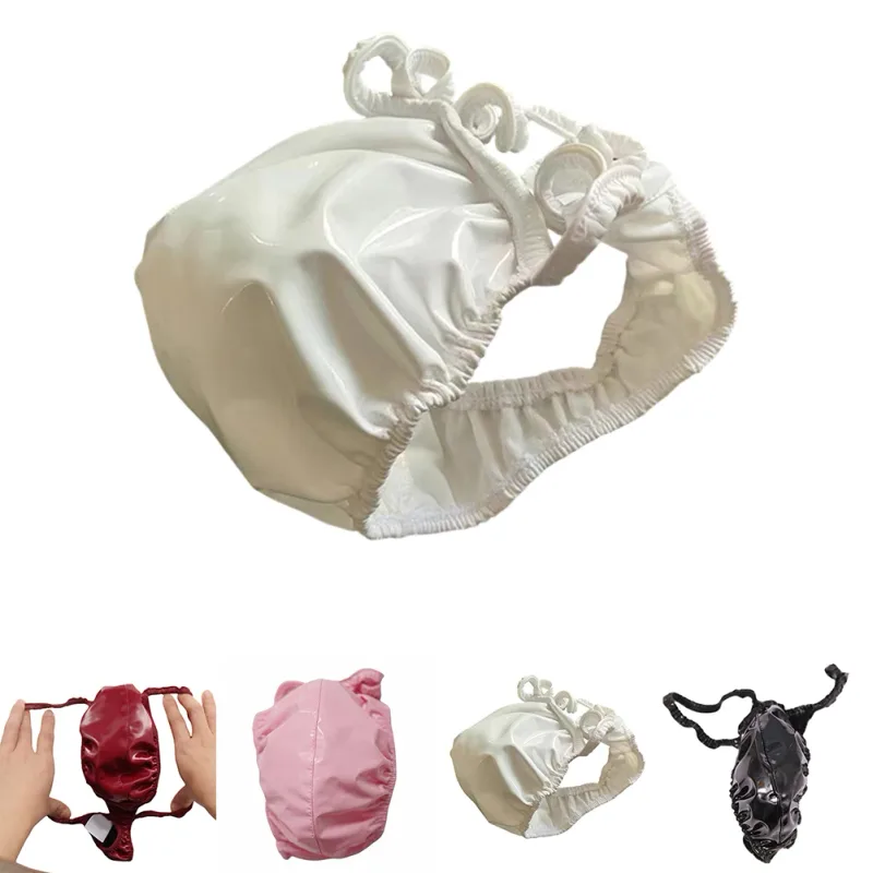 Seksi Erkek PVC Parlak U Dışbükey Kese Külot Alçak G-string Lateks Yağ Kasvetli Seksi Tanga Carapace U Bulge Iç Çamaşırı
