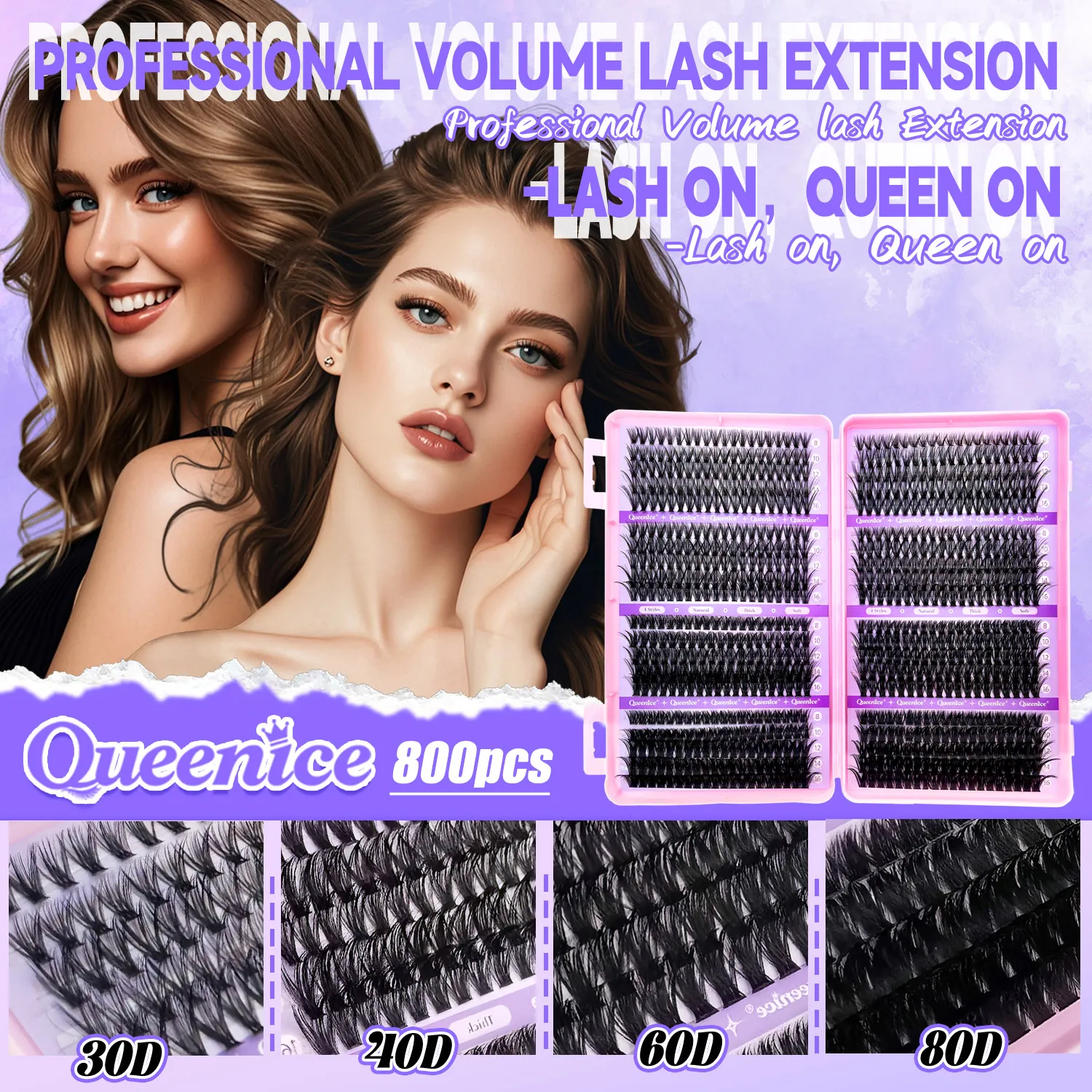 Lashes Cluster DIY Lash Extension Mixed Tray Clusters Eyelashes Fluffy Individual Lashes Cat Eye Lash Extension — image 3