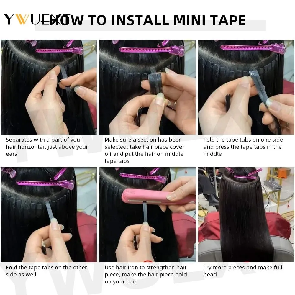 Invisible Mini Tape In Human Hair Extensions Seamless Adhesive Natural Straight Hair 12-24 Inches Machine Remy Hair 10pcs/pack