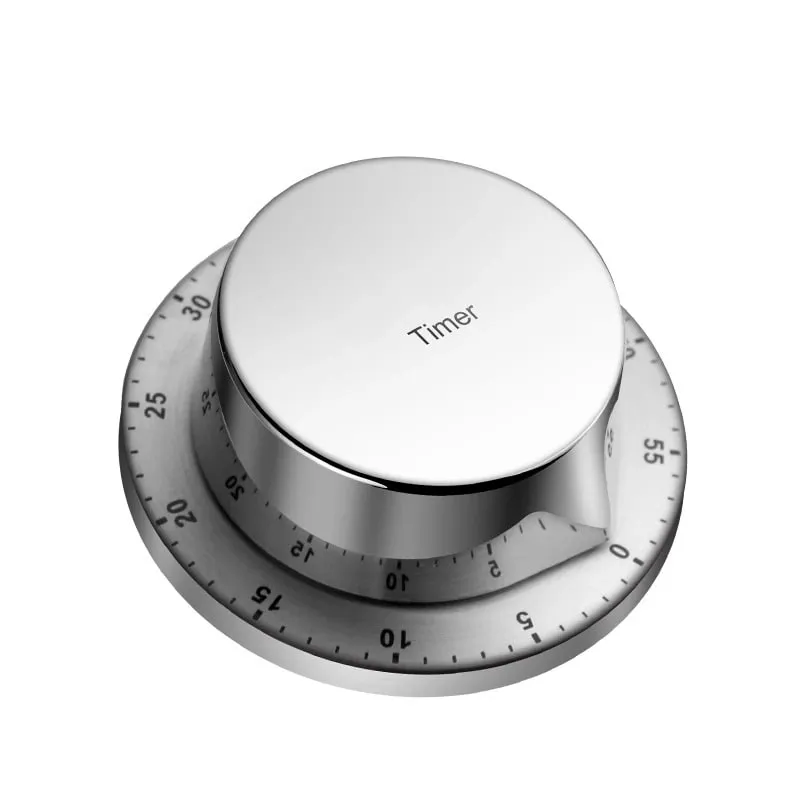 Luxury 304 Stainless Steel Kitchen Timer Magnetic Back Cooking Timing Tool Textured Stopwatch Chronograph for Fitness and Study — image 2