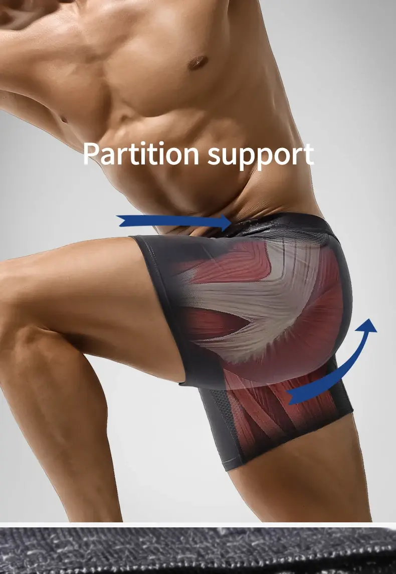 Ropa interior deportiva extendida, calzoncillos tipo bóxer para hombre, pantalones cortos cuadriláteros de entrenamiento transpirables de talla grande para correr, antiabrasión Modal — image 3