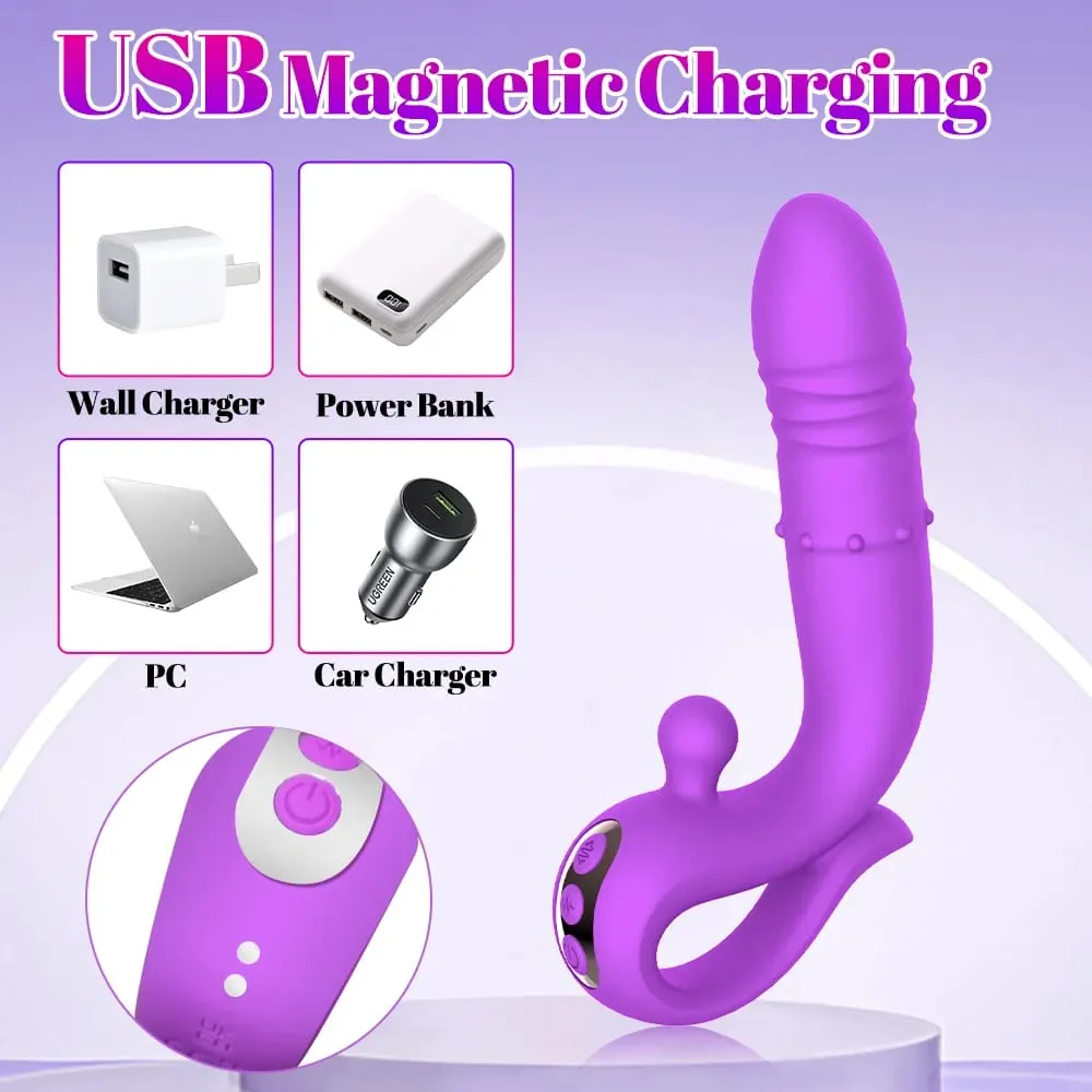 Realistic Dildo Telescoping Masturbator for Women Powerful G-Spot Clitoral Vaginal Vibrator with Nipple Stimulator Adult Sex Toy