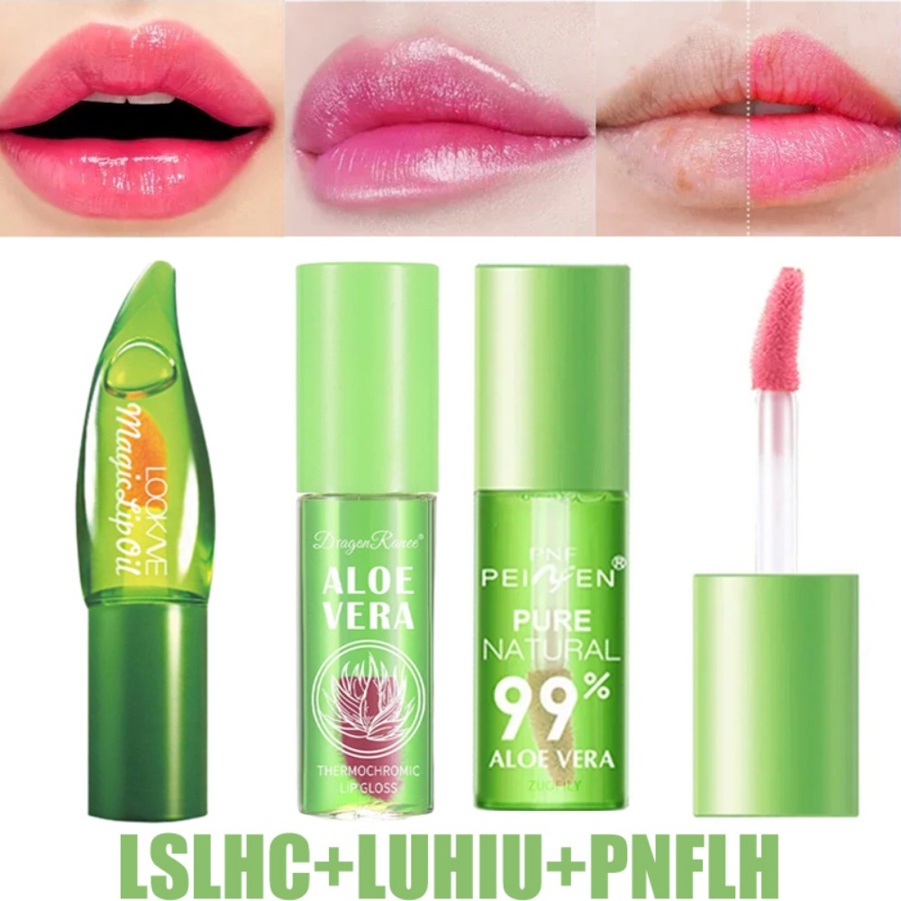 Aloe Vera Color-Changing Lipstick Long-Lasting Moisturizing Temperature-Activated Lip Balm Fade-Resistant Nourishing Lip CareSet