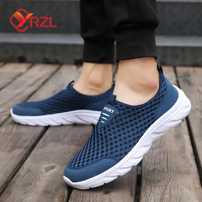 Sapatos de malha respirável masculino deslizamento em tênis casuais masculinos antiderrapantes sapatos de caminhada ao ar livre para homem